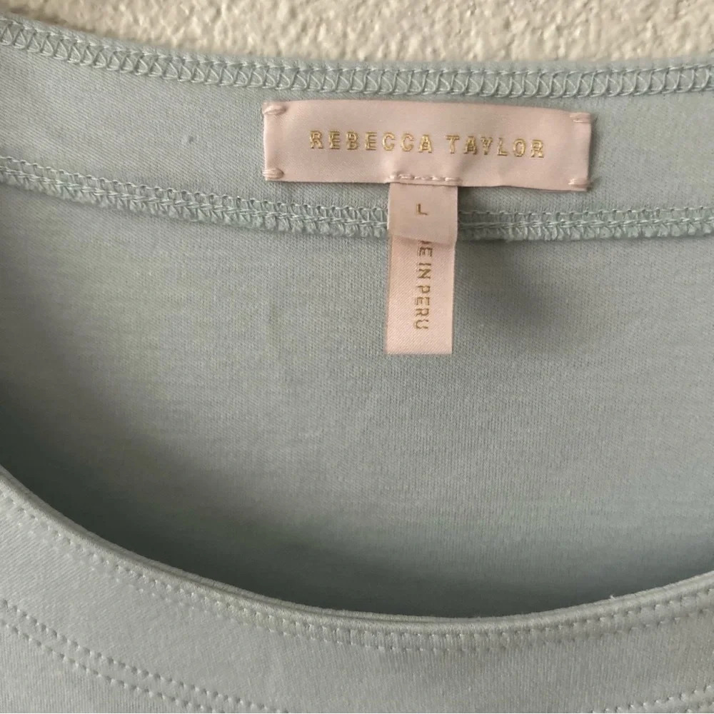 Rebecca Taylor Top Refined Tee Glacier Blue Women Sz L Euc - Picture 6 of 11